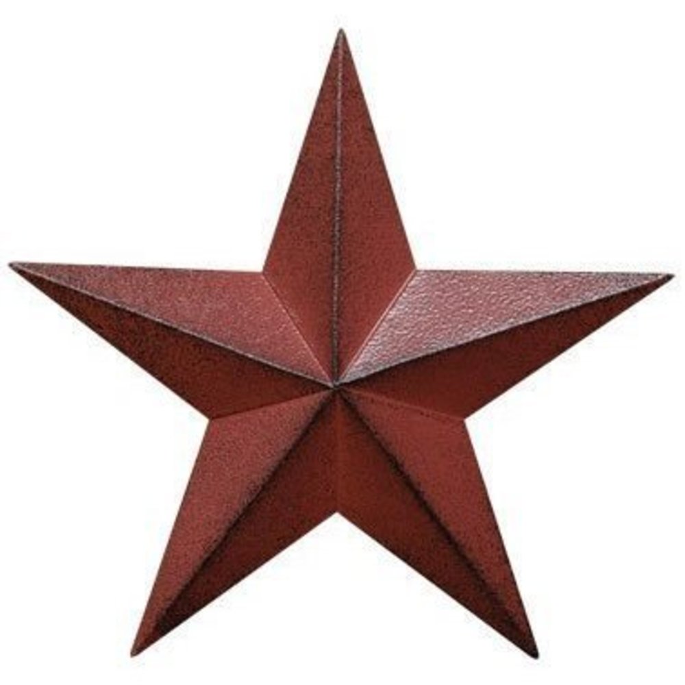 Dimensional Steel Metal Barn Star, 12-inch, Distressed Burgundy Red Finish🦖